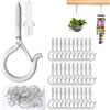 AGOISET 30 Pezzi ganci a vite, ganci a vite per legno con fibbia sicurezza, ganci da soffitto per appendere oggetti, piante, casette uccelli, campanelli eolici e lucine esterno (Bianco)