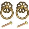QUARKZMAN 2Pcs Maniglie E Pomelli Per Cassetti In Ottone Da 1.18 Pollici, Maniglie Per Cassetti Vintage Ad Anello Con Viti Per Armadio Cassettiera Guardaroba Forma Fiore Cavo, Bronzo