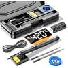 IGRARK Set di saldatori a batteria, ricaricabile tramite USB, con LCD, nucleo riscaldante in ceramica, temperatura regolabile 200-450 °C, 3 punte per saldatura, mini stazione di saldatura per piccole