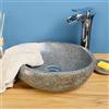 Wohnfreuden 35 cm Lavabo in pietra naturale in pietra di fiume grigio ovale esternamente lucidato WOHNFREUDEN