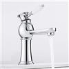 Beenle-Icey Rubinetto per lavabo da bagno, rubinetto in ottone vintage,Miscelatore per lavabo da bagno in ceramica a leva singola con tubi d'acqua(argento)