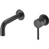 VALAZ Rubinetto Bagno Lavabo a Muro Nero Opaco | Miscelatore Lavabo Bagno Acqua Fredda e Calda, Risparmio Acqua | Installazione Facile | Ottone, Inossidabile, Elegante, Becco 15cm, Serie Deva