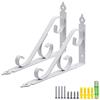 JAIOLUN123 Staffa per Mensola 2 Pezzi,Staffa per Mensola Ferro Supporto per Scaffale in Metallo Galleggiante per Impieghi Gravosi Supporto per mensola a parete Staffe Vintage Bianche con Viti (400mm*255mm)