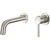 VALAZ Rubinetto Bagno Lavabo a Muro Acciaio Spazzolato Protezione PVD | Miscelatore Lavabo Bagno Acqua Fredda e Calda | Installazione Facile | Ottone, Inossidabile, Becco 15cm, Serie Deva