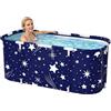 Plasaig Vasca da bagno portatile, vasca da bagno pieghevole da 115cm, vasca da bagno addensata a 7 strati con supporto in metallo, SPA (Stile cielo stellato blu)