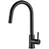 VALAZ Rubinetto Lavello Cucina Con Doccetta Estraible Nero Opacco | Rubinetti Miscelatore Monocomando | Alta Pressione, Risparmio idrico, 360°, Installazione Veloce | Acciaio Inox, Serie Parana
