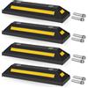 Sonnewelt - 4 fermaruote in gomma, 54 x 15 x 10 cm, delimitatore di parcheggio, blocco parcheggio con strisce riflettenti gialle, fermaparcheggio con vite elastica, blocchi parcheggio per parcheggi