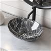 DeerValley - Lavello da bagno ovale, 40,6 x 33 cm, in marmorizzazione nordico, moderno lavello a forma di uovo sopra il bancone