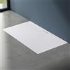doporro Piatto Doccia Rettangolare 80x90 cm in Resina Minerale Bianco Effetto Pietra, Ultrasottile H 3 cm, Scarico Laterale con Piletta Inclusa - Geoma07