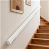 FPIGSHS Corrimano in legno, Corrimano per scale universale da esterno per interni, corrimano per scale in legno antiscivolo, kit completo, con 2 staffe fisse in ferro, contro il muro (C, 150cm)