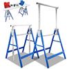 Vkechh Set di 2 cavalletti per ponteggio, 200 kg, regolabili in altezza in 7 posizioni, 81-130 cm, pieghevoli, in metallo, colore blu
