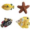 Frolahouse - Set di 4 pomelli a forma di pesce e stella marina, per comò, armadio, guardaroba, guardaroba