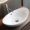 Mai & Mai Lavabo da Appoggio 59x38.3x19.2cm, Lavandino Bagno da Appoggio Ovale con Troppopieno Lavabo in Ceramica Bianco Brüssel818