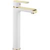Rea - Bloom Rubinetto Lavabo Alto In Oro Bianco Miscelatore Da Bagno In Ottone Monocomando Rubinetto Regolabile Caldo E Freddo (Bianco/Oro) 15 X 4,8 X 30 cm