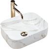 Rea - Lavabo Da Appoggio Demi Mini Aiax Lavandino Bagno Lucido 400 X 305 X 140 mm Ceramica (Imitazione Pietra)