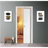 PORTE ITALIANE Porta scorrevole a scomparsa interno muro con chiusura Ammortizzata in laminato Bianco Finitura Ottone