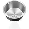 TYLAOXIAO Lavello Cucina d'argento1 Vasca,Lavandino Cucina Piccolo,Lavabo In Acciaio Inox Rotondo con Set Di Drenaggio,Installazione Appoggio o Sottopiano (Ø 34cm)