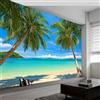 Generic Murales da Parete Palme da Spiaggia Tropicali Panoramiche, Arte da Parete Carta da Parati Fotografica Spiaggia Paesaggio per Soggiorno, Camere da Letto, 500 x 280 cm (L x A) Arte da Parete Murales