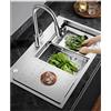 AIVANOTO 80x50cm Lavello Cucina In Acciaio Inox 304, Con Scolapiatti, Scheda Multifunzione, Filtro a Cestello, Sifone e Set Di Drenaggio, Uscita Di Scarico Destra, Da Incasso e Sottotop, 1 Vasca