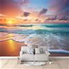 Generico Foto Murale 3d Carta Da Parati Autoadesiva Murale 250x175 cm Sole, Mare, Spiaggia - Non Tessuto - Scenario Naturale Rimovibile senza Segni - Per Camera da Letto e Soggiorno