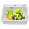 KAPIPALA Lavello bianco in pietra di quarzo quadrato da incasso o sottopiano con filtro di scarico, lavabo da balcone sotto lavello della cucina con filtro di scarico 55 x 45 cm