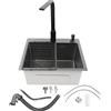 Zoobotanica Lavello da cucina nero, 45 x 40 cm, 1 bacino 201, in acciaio inox, per la cucina di casa, con rubinetto girevole a 360°, scolapiatti, dispenser di sapone e scarico
