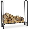 Bakaji Portalegna Supporto Scaffale Struttura Tubolare in Metallo Porta Legna da Interno Esterno Legnaia Casa Giardino per Camino Caminetto Stufa Design Moderno (120 x 120 x 35 cm)