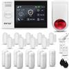 HUXGO® HXA007 Antifurto casa wireless WiFi + GSM con radio sirena | Kit allarme casa senza fili: 9x rilevatori di movimento, 9x sensori di allarme per finestre/porte | Allarme Casa