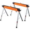 GYMAX 2 Cavalletti Pieghevoli, Cavallett Portatili con Capacità di Carico di 500 KG, Superficie Antiscivolo, Piedi Antiscivolo, Ganci per Legno, Tavolo da Lavoro Premium per Taglio del Legno