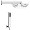 Inbagno Set doccia cromato lucido con braccio soffione rettangolare 30x20 cm e kit doccia completo di doccino, presa acqua e flessibile