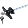 Feegow Kit di montaggio hardware per porta del garage non bloccabile, in lega di zinco, chiave ondulata con maniglia, maniglia a T, accessori lunghi con serratura (nero)