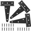 MOCNT 3 Pezzi Cerniere a T con Viti 100mm Cerniere a T per Cancello 4 Pollici Cerniere per Cancelli da Fienile Cerniere per Porte in Legno Cerniere per Capannoni Porta da Giardino Nero