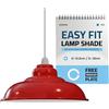 LEDSone Vintage Industrial Pendant Light Easy Fit with Metal Lampshade with Reduction Plate (E27) for Bedroom Living Room (Rosso)