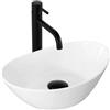Rea - Lavabo Da Appoggio Kate 36, Per Bagno, Ceramica, Ideale Come Lavabo O Lavamani Per Wc, Design Unico (Bianco)