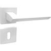 domino ELENA-QR WHITE BB - Maniglia per Porta da Camera da Letto con Rosetta Quadrata | Set Completo di Accessori per Porta Interna | Design Moderno Bianco