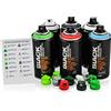 Naphuel Set di bombolette spray Montana Black, Pocket Cans in 6 colori + 10 testine sostitutive - 6 x 150ml piccole lattine
