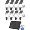 AKAVIG Kit di telecamere di sicurezza a energia solare WiFi wireless a 8 canali con monitor NVR, sistema di telecamere di sorveglianza solare da 4 MP con rilevamento di movimento, con disco rigido 2T