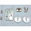 Generico Kit per porte scorrevoli versione chiusura YALE (cilindro) - KIT YALE PER PORTE TIPO SCRIGNO - Kit tondo con foro yale - (CROMO SATINATO)