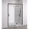 BELLOBATH - Box doccia per nicchia - Cabina doccia con una porta scorrevole - Larghezza 155-160 cm x 195 cm - Vetro di sicurezza anticalcare da 6 mm su entrambi i lati - Profili nero opaco