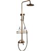 unkonwcy Set doccia retrò con soffione doccia a pioggia, in ottone, stile nostalgico, con sistema doccia, doccetta dorata, rame, acciaio inox, set doccia rotondo, soffione a pioggia, asta doccia regolabile