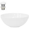 ML DESIGN modern living ML-Design Lavabo in Ceramica Bianco Lucido Ø 28 x 11,6 cm Lavandino da Appoggio Rotondo Design Moderno Lavamani Bacinella Sanitari Arredo Bagno Toilette Casa Lavello incl. Piletta senza Troppopieno