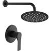 Inbagno Kit doccia nero opaco con soffione 25 cm, braccio 35 cm e miscelatore monocomando 1 via - Design Flat moderno