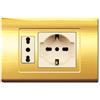 Electron PLACCHE IN TECNOPOLIMERO, COMPATIBILE CON BTICINO MAGIC, 2 MODULI/POSTI, SINGOLO E DOPPIO, SCHUKO, UNEL, COLORE ORO, ALTA QUALITA',DESIGN CLASSICO, PER INTERRUTTORI/PRESE