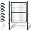 Daromigo - Cancello da giardino in metallo, 120x100 cm, porta da giardino in acciaio zincato, con maniglia, serratura e 3 chiavi, robusto cancello da cortile, porta recinzione da giardino, colore