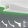 HEXIM LED Stucco Profile Savings Pack - Illuminazione indiretta con finiture per soffitti in PU, chiare e opache (2 m LED-11) Cale di luce Facciate bianche