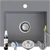 empiria SINK QUALITY Sink Quality lavello grigio 45 × 42 cm - Lavello da incasso con sifone e impregnazione - lavello grigio per mobiletto da 45 cm - lavello in granito 1 bacino - lavello senza scolapiatti