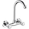 Whychstore Rubinetti miscelatore per lavello da cucina, Rubinetto a doppio foro per cucina, Rubinetto per lavello a parete, Rubinetto per lavabo da balcone, Rubinetto girevole a 360 gradi