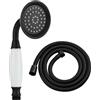 Wuyangcun Set doccia portatile con tubo da 1,5 m, manico in ceramica bianca, finitura bronzo nero, stile vintage per bagno