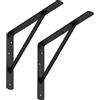 SOTECH Set di 6 staffe per ripiani (300 x 225 x 30 mm, nero, verniciato a polvere), staffe per impieghi gravosi con traversa di stabilizzazione