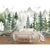 Naturempress Carta Da Parati Moderna 500X260（Larghezza x Altezza） Acquerello Pine Tree Mountain Fotomurali Moda Decorazione da Muro XXL Poster Gigante Design Carta per pareti